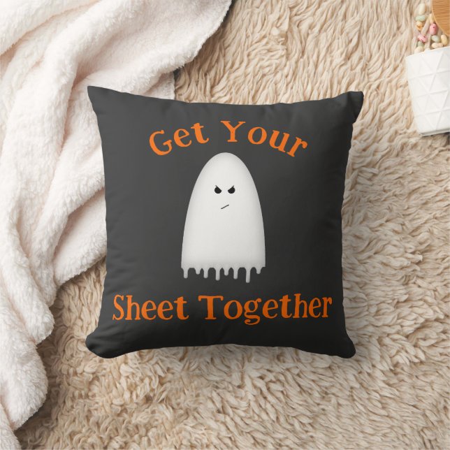 Get Your Sheet Together Halloween Ghost  Throw Pillow (Blanket)