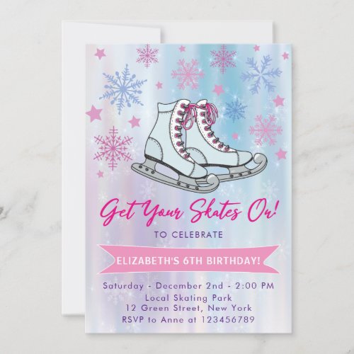 Get Your Skates On Ice Skating Party Invitation