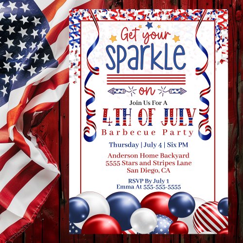 Get Your Sparkle On 4th Of July Barbecue Party Invitation