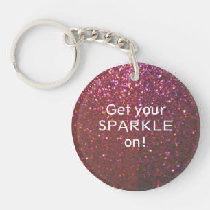Get your Sparkle on - Girly Hot pink faux Glitter Keychain
