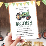 Get Your Tractor 3rd Birthday  Invitation<br><div class="desc">Fun boys themed tractor farming birthday invitations. Available as a digital download printable.
Great for any season. Let's build something fun for your little guy on his birthday! Green and yellow watercolor farm tractor design. Custom,  personalized,  editable electronic evite option for digital download.</div>