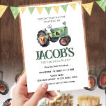 Get Your Tractor 3rd Birthday  Invitation<br><div class="desc">Fun boys themed tractor farming birthday invitations. Available as a digital download printable.
Great for any season. Let's build something fun for your little guy on his birthday! Green and yellow watercolor farm tractor design. Custom,  personalized,  editable electronic evite option for digital download.</div>