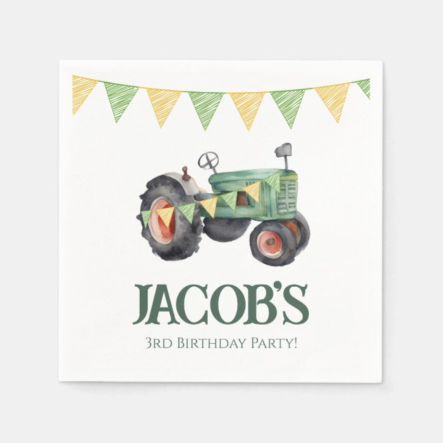 Get Your Tractor 3rd Birthday  Napkins (Front)