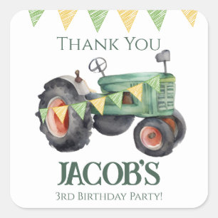 Get Your Tractor 3rd Birthday Square Sticker