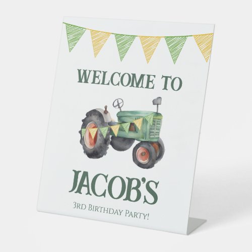 Get Your Tractor Boys Birthday  Pedestal Sign