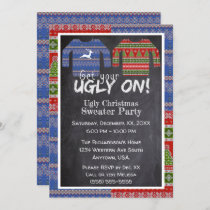 Get Your Ugly On Knit Christmas Sweater Party Invitation