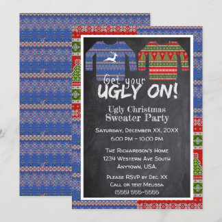 Get Your Ugly On Knit Christmas Sweater Party Invitation