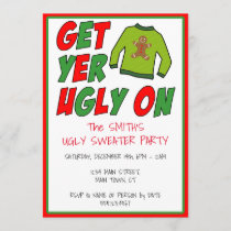 Get Your Ugly On Ugly Sweater Christmas Invitation