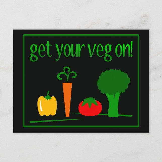 Get Your Veg On! With Assorted Veggies Postcard (Front)