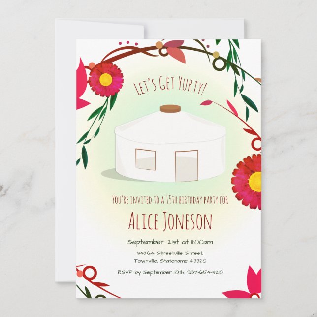 Get Yurty Birthday Invitation (Front)