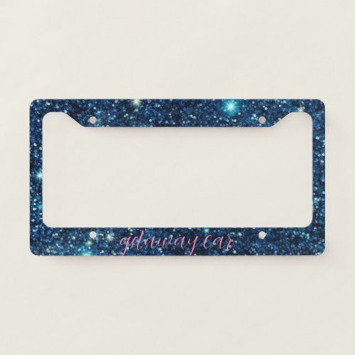 Getaway Car Blue Glitter License Plate Frame