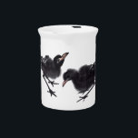 Getränke Pitche mit chinesischer Amsel-Tuschekunst Beverage Pitcher<br><div class="desc">An frühen Morgen im Frühling und Sommer sieht man die Amseln oft auf der Wiese herumhüpfen.  Diese zwei Amseln wurde freihändig mit Tusche gemalt. Das Gemälde heißt "Treffen im Frühling".</div>