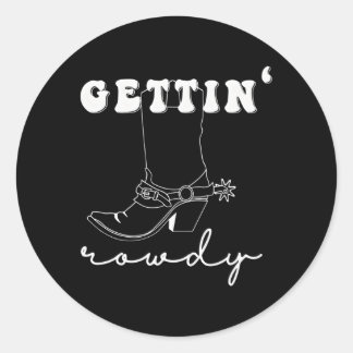 Gettin Hitched Gettin Rowdy Western Bachelorette Classic Round Sticker
