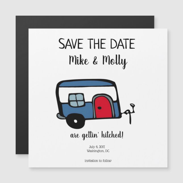 Gettin' Hitched Save the Date Magnetic Invitation (Front/Back)