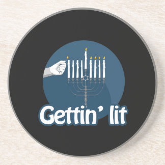 GETTIN LIT HANUKKAH DRINK COASTER