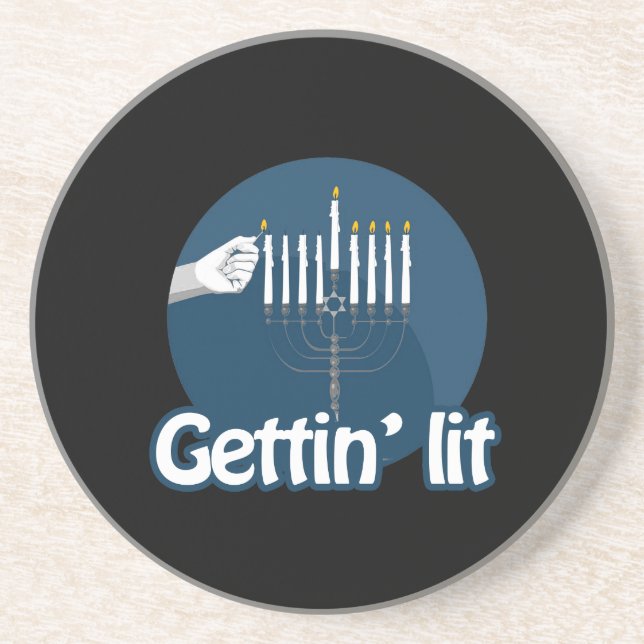 GETTIN LIT HANUKKAH DRINK COASTER (Front)
