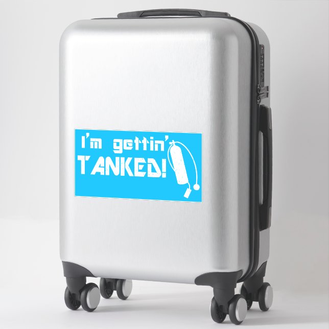 Gettin Tanked Funny Scuba Diving Phrase Sticker (Suitcase)