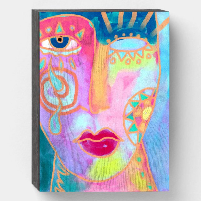 Getting Better Abstract Digital Painting Wooden Box Sign (Front Vertical)