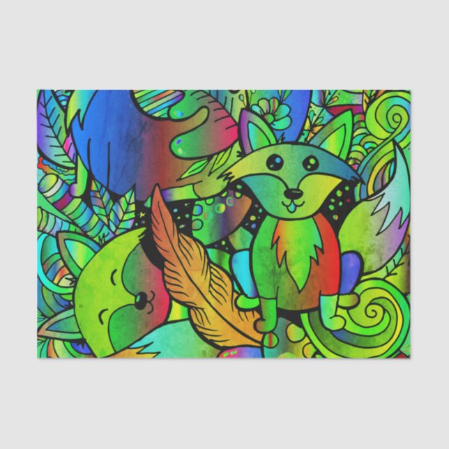 Getting Foxy Green  Tissue Paper (Front)