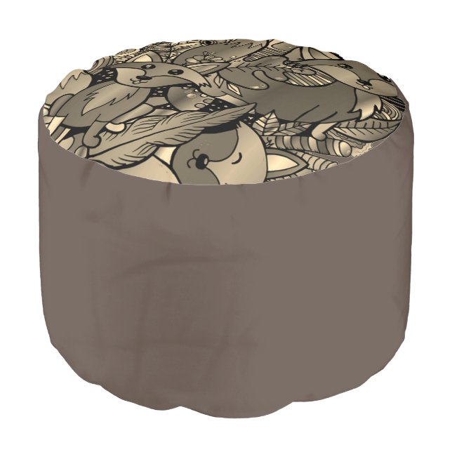 Getting Foxy Sepia Tone Pouf (Angled Front)