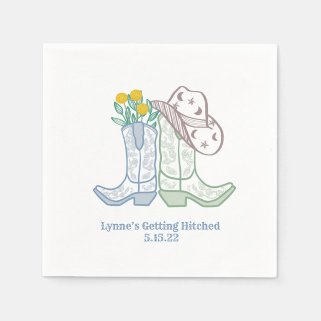 Getting Hitched Bachelorette Rodeo Cowgirl Napkins (Front)