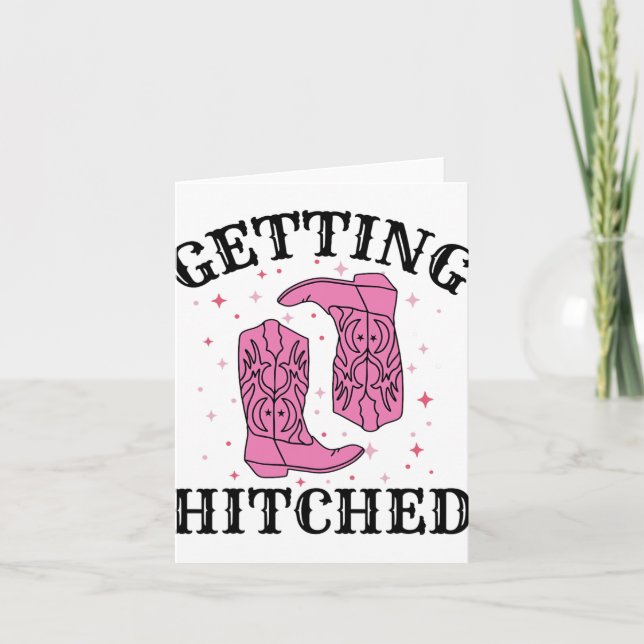 Getting Hitched Bride Groom Wedding Bachelorette P Card (Front)