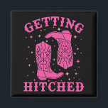Getting Hitched Bride Groom Western Wedding Bachel Magnet<br><div class="desc">Getting Hitched Bride Groom Western Wedding Bachelorette</div>