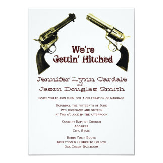 Fast Wedding Invitations Announcements Zazzle Getting Hitched Cowboy Guns Wedding Invitations