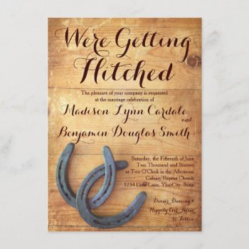 Getting Hitched Double Horseshoe Wedding Invites by RusticCountryWedding at Zazzle