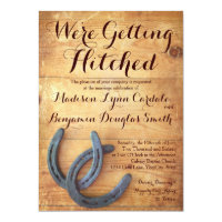Getting Hitched Invitations Announcements Zazzle Getting Hitched Double Horseshoe Wedding Invites
