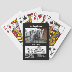 Getting Hitched Horse Wagon Photo Monogram Poker Cards