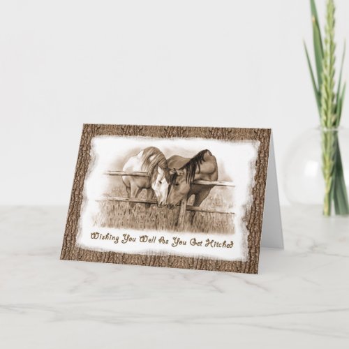 Getting HItched Horses Wedding Congratulations Card