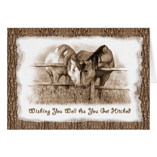 template card greeting lovers Wedding Congratulations Card HItched: Getting Horses: