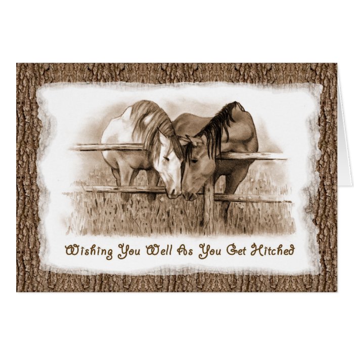 Getting HItched Horses Wedding Congratulations Card