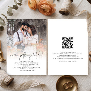 Getting Hitched QR Code Photo Overlay Wedding Invitation