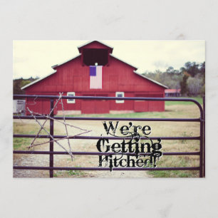 Getting Hitched Red Barn Wedding Invitations