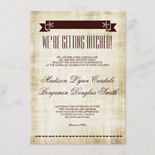 Getting Hitched Rustic Country Wedding Invitations