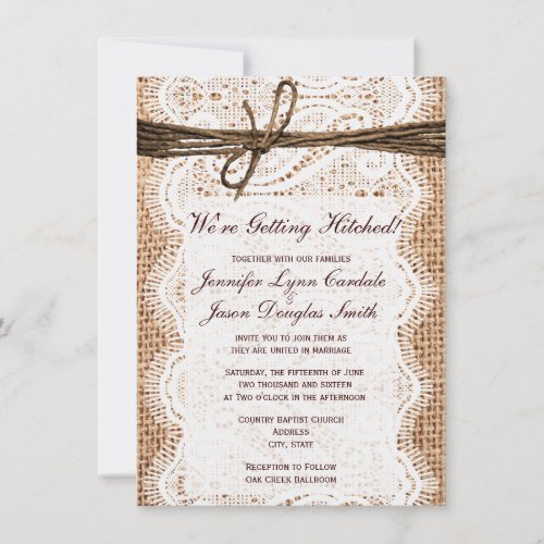 Getting Hitched Rustic Country Wedding Invitations