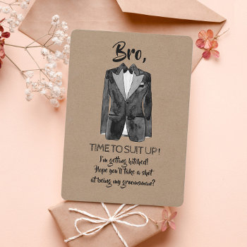 Getting Hitched - Suit Up - Funny Groomsman Invite by lovelywow at Zazzle