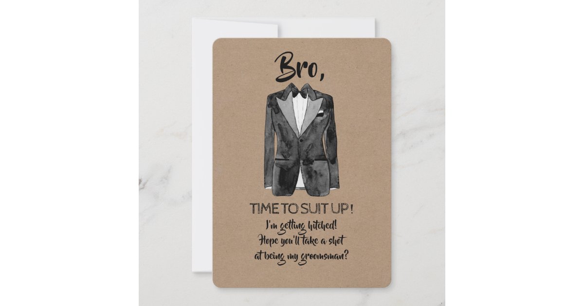 getting hitched suit up funny groomsman invite zazzle com