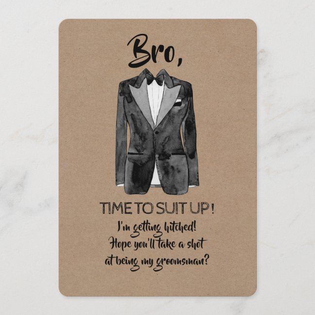 Getting Hitched - Suit Up - Funny Groomsman Invite