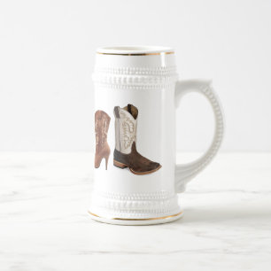 getting hitched western cowboy boots wedding beer stein