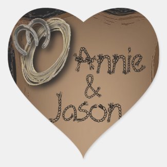 getting hitched western cowboy boots wedding heart sticker