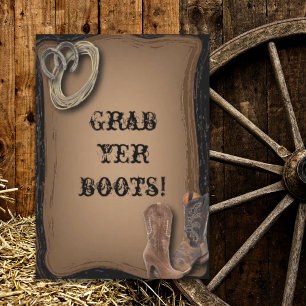 getting hitched western cowboy boots wedding invitation