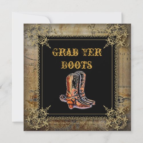 Country Cowboy Boots Western Wedding Invitation