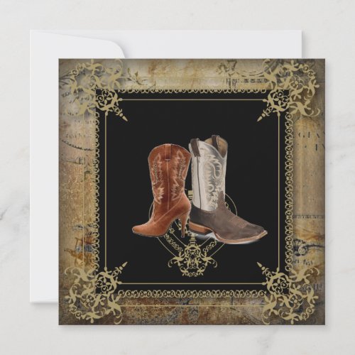 Country Cowboy Boots Western Wedding Invitation