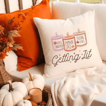 Getting Lit Candles Fall Decor  Throw Pillow by freshpaperie at Zazzle