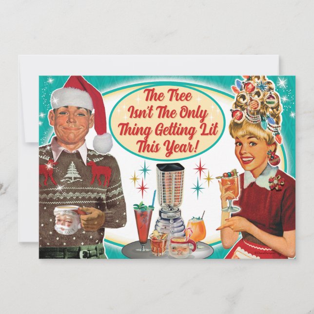 Getting Lit Christmas Party Invitation Couple -hz  (Front)
