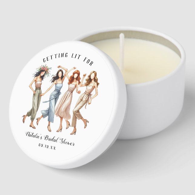 Getting Lit For | Cute Illustrated Bridesmaids Mini Candle Favors (Corner)
