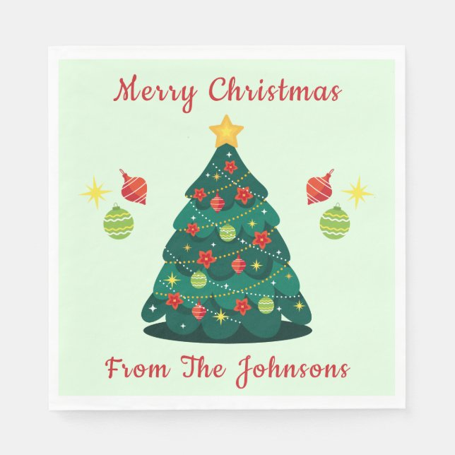 Getting Lit Tree Decorating Christmas Napkins (Front)